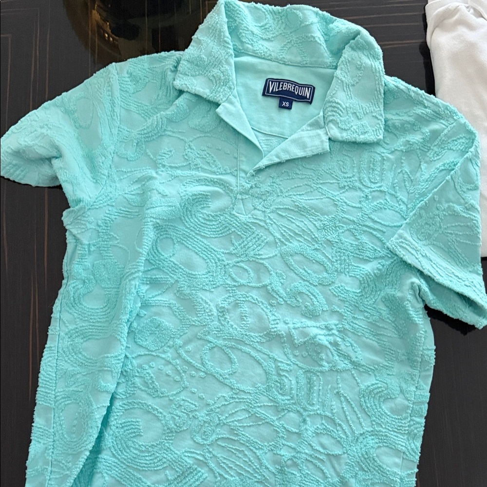 Vilebrequin Men's Aqua Textured Polo xs